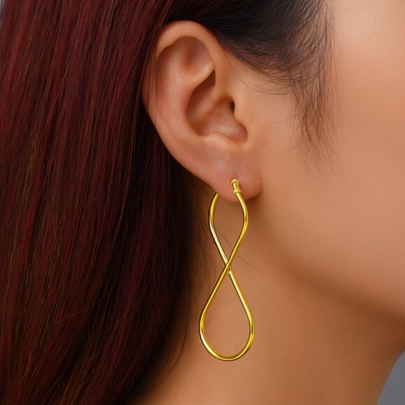 🆕️Infinity Statement Earrings | 18K Gold Plated Stainless Steel Minimalist Chic - Picture 4 of 9